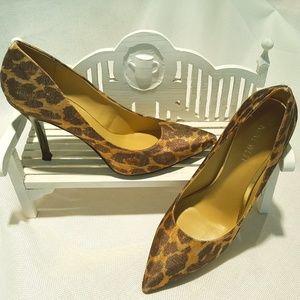 NINE WEST Leopard Metallic Fabric Pump 5.5M